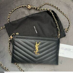 Yves Saint Laurent Black and Gold Crossbody Bag